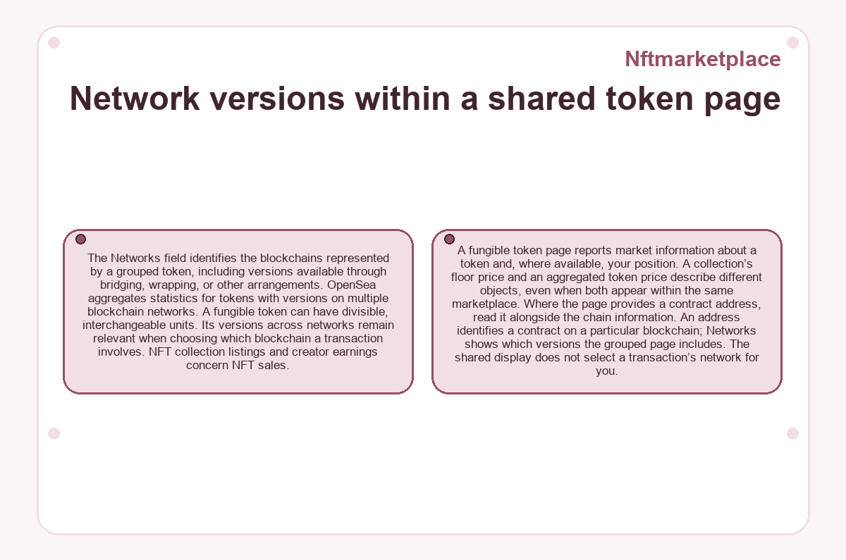 Nftmarketplace - Network versions within a shared token page